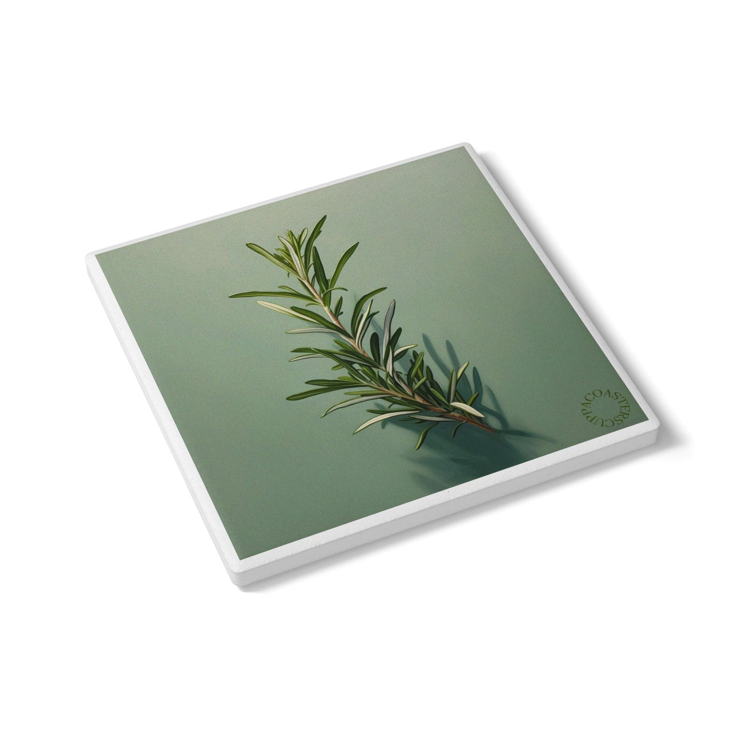 🌿 The Rosemary Sprig Ceramic Coaster – Freshness & Simplicity