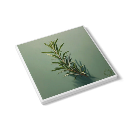 🌿 The Rosemary Sprig Ceramic Coaster – Freshness & Simplicity