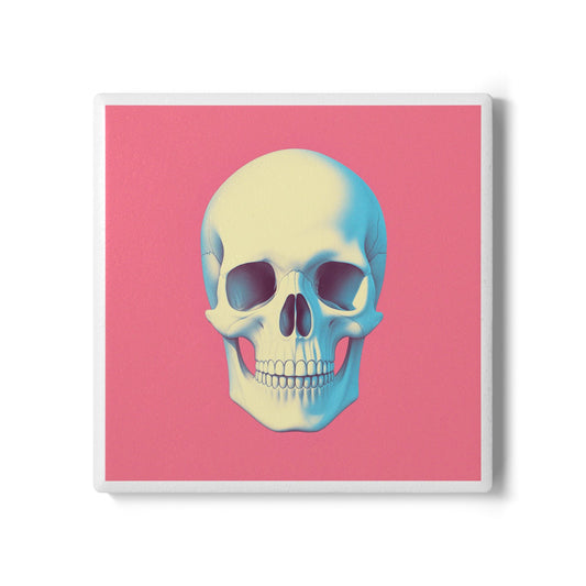 Pop Art Skull Ceramic Coaster – Edgy Retro Gift
