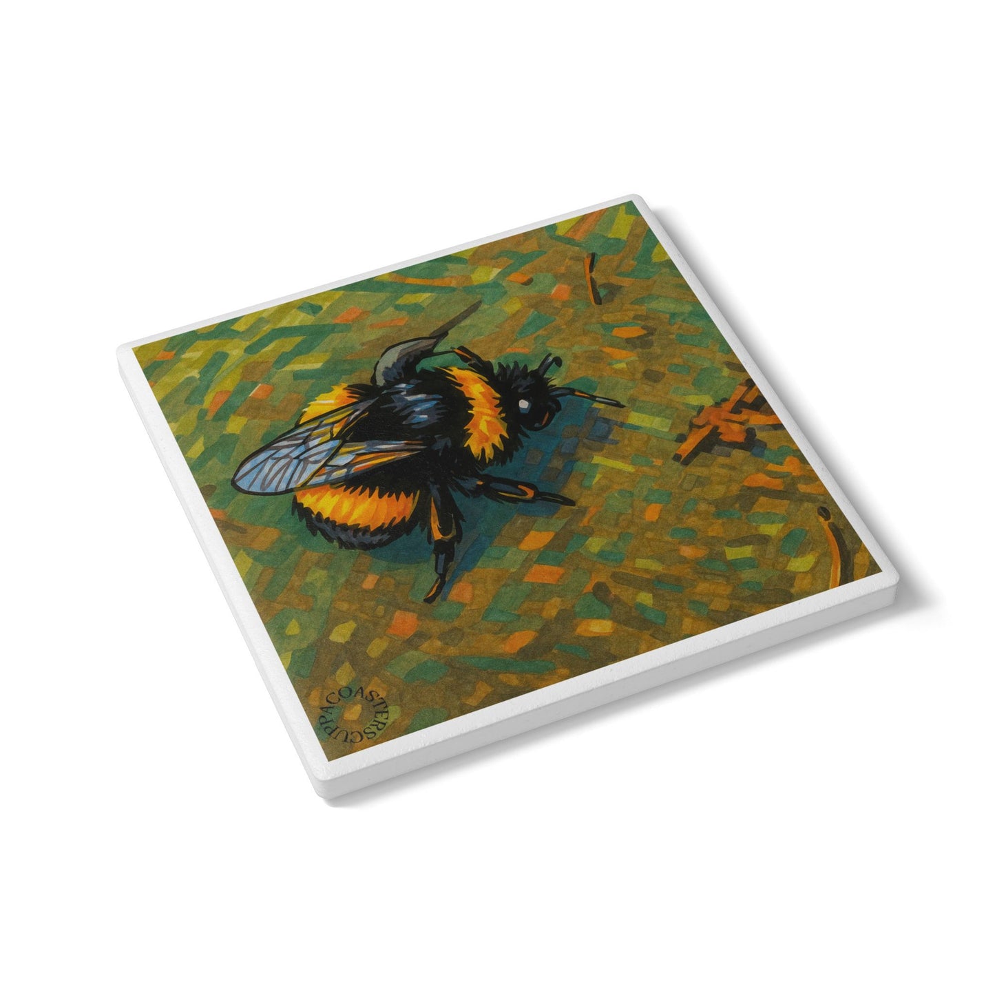 Just Bee Yourself Ceramic Coaster – Bold Nature Art for Happy Homes 🐝✨