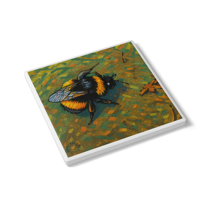 Just Bee Yourself Ceramic Coaster – Bold Nature Art for Happy Homes 🐝✨