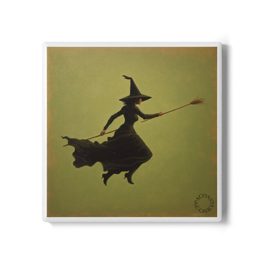🧹 The Witching Hour – Ceramic Coaster