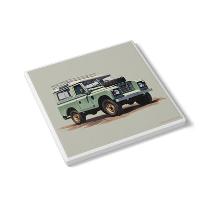 Vintage Land Rover 4x4 Ceramic Coaster – Retro Car Lover Gift