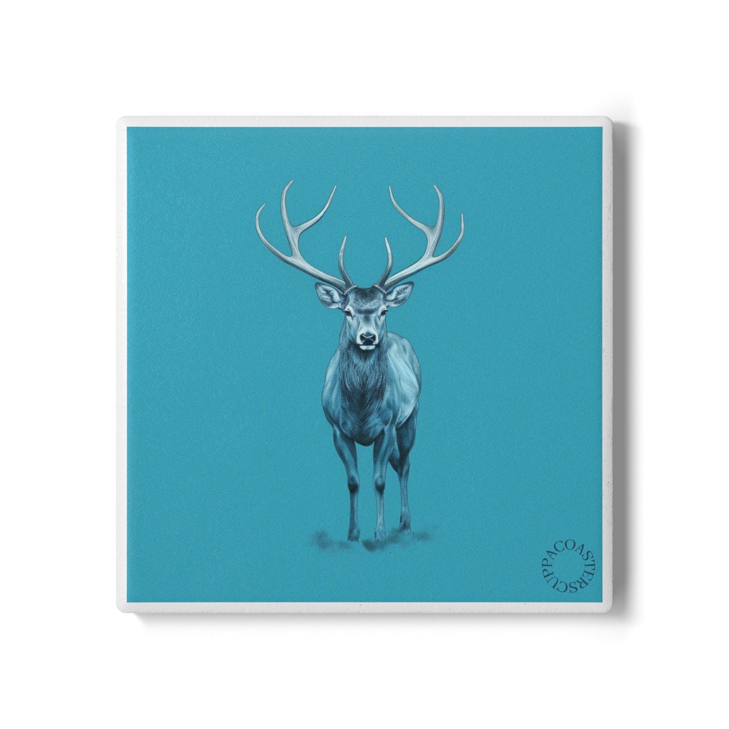 🦌 “Winter Stag” Ceramic Coaster – Calm, Striking, Seasonal Elegance