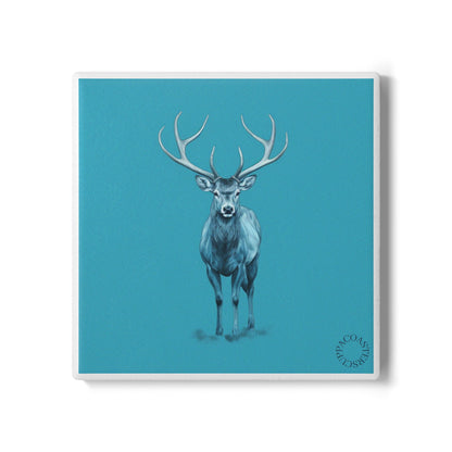 🦌 “Winter Stag” Ceramic Coaster – Calm, Striking, Seasonal Elegance