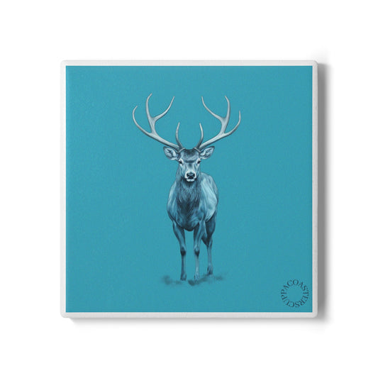 🦌 “Winter Stag” Ceramic Coaster – Calm, Striking, Seasonal Elegance