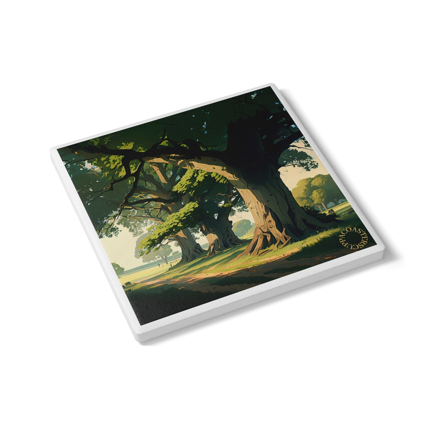🌳 The Woodland Path Ceramic Coaster – Nature & Stillness
