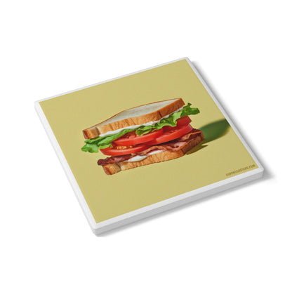 BLT Sandwich Ceramic Coaster – Bite Me Edition 🥓🍅💛