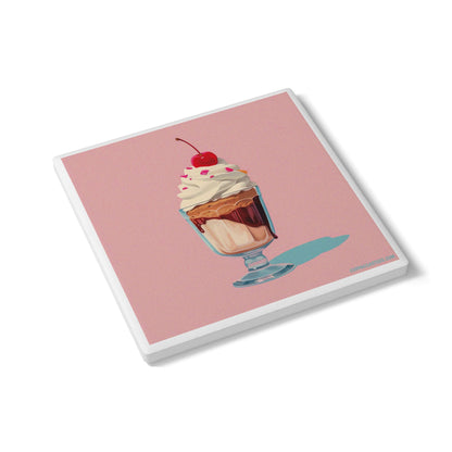 Sundae Best Ceramic Coaster – Scoop Up the Sweet Life 🍨💗