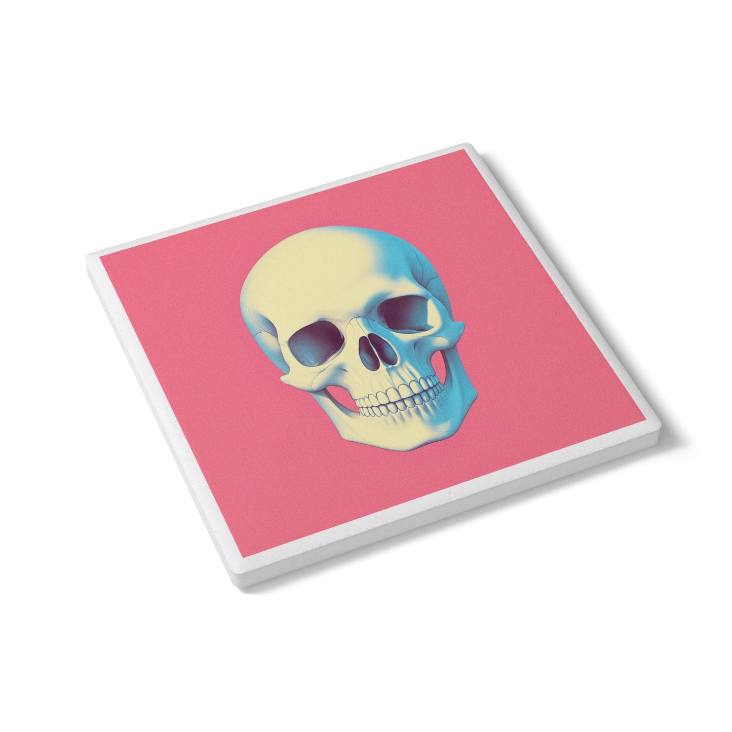 Pop Art Skull Ceramic Coaster – Edgy Retro Gift