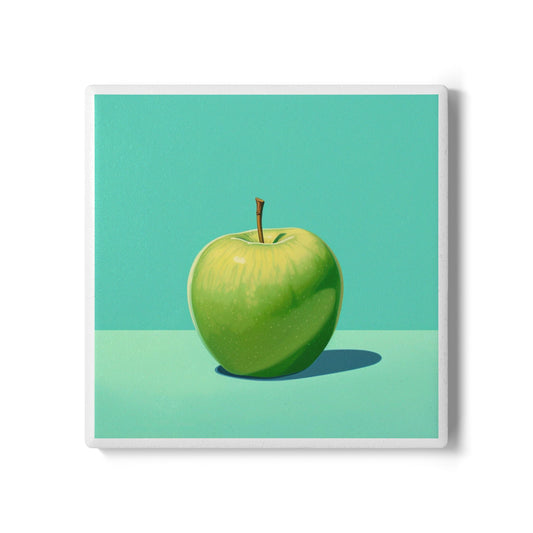 Fresh Apple Ceramic Drinks Coaster – Modern Minimalist Fruit Art