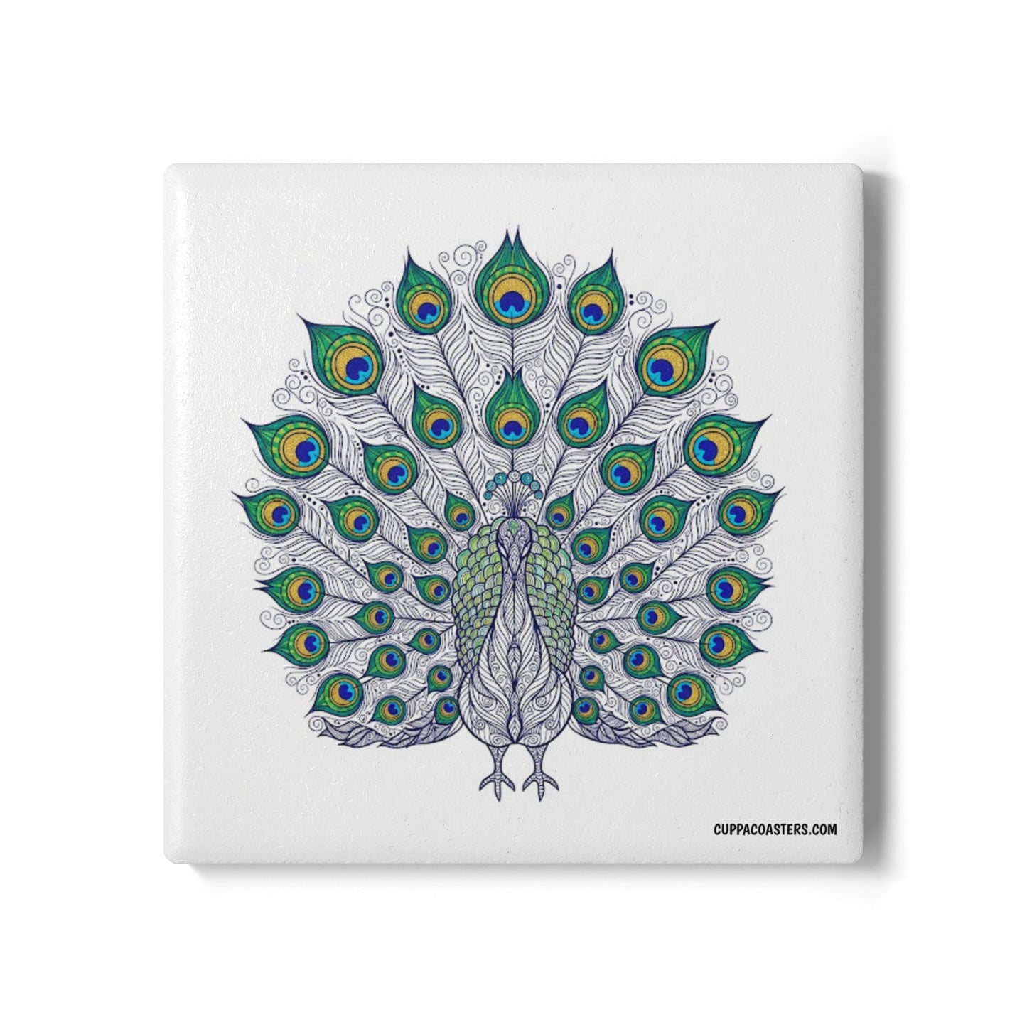 Majestic Peacock Ceramic Drinks Coaster – Regal Style for Your Coffee Ritual 🦚