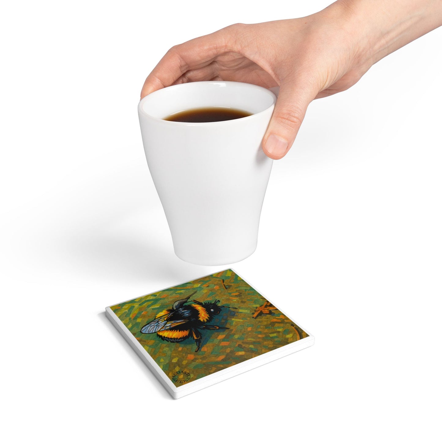Just Bee Yourself Ceramic Coaster – Bold Nature Art for Happy Homes 🐝✨