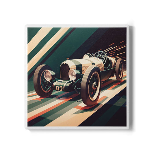 Racing Time Ceramic Coaster – Vintage Race Car Gift