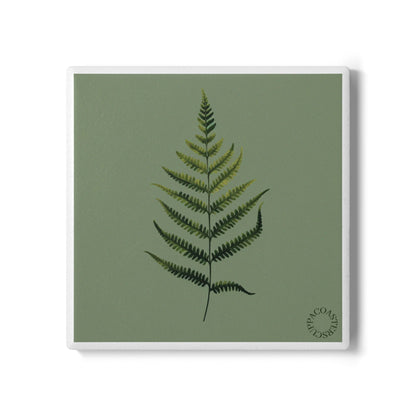 🌿 Fern Leaf Ceramic Coaster – Botanical Calm Edition