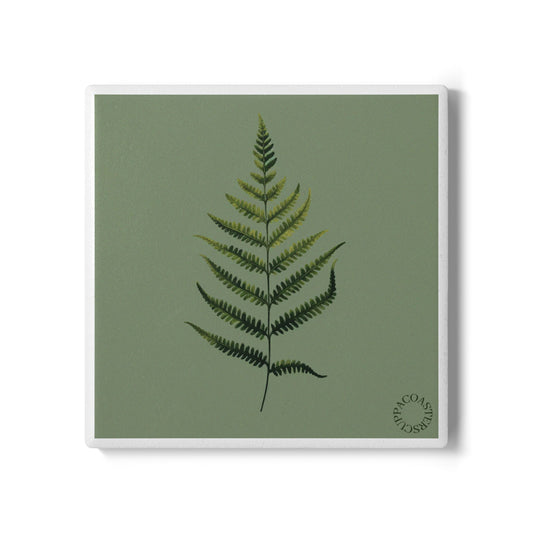🌿 Fern Leaf Ceramic Coaster – Botanical Calm Edition