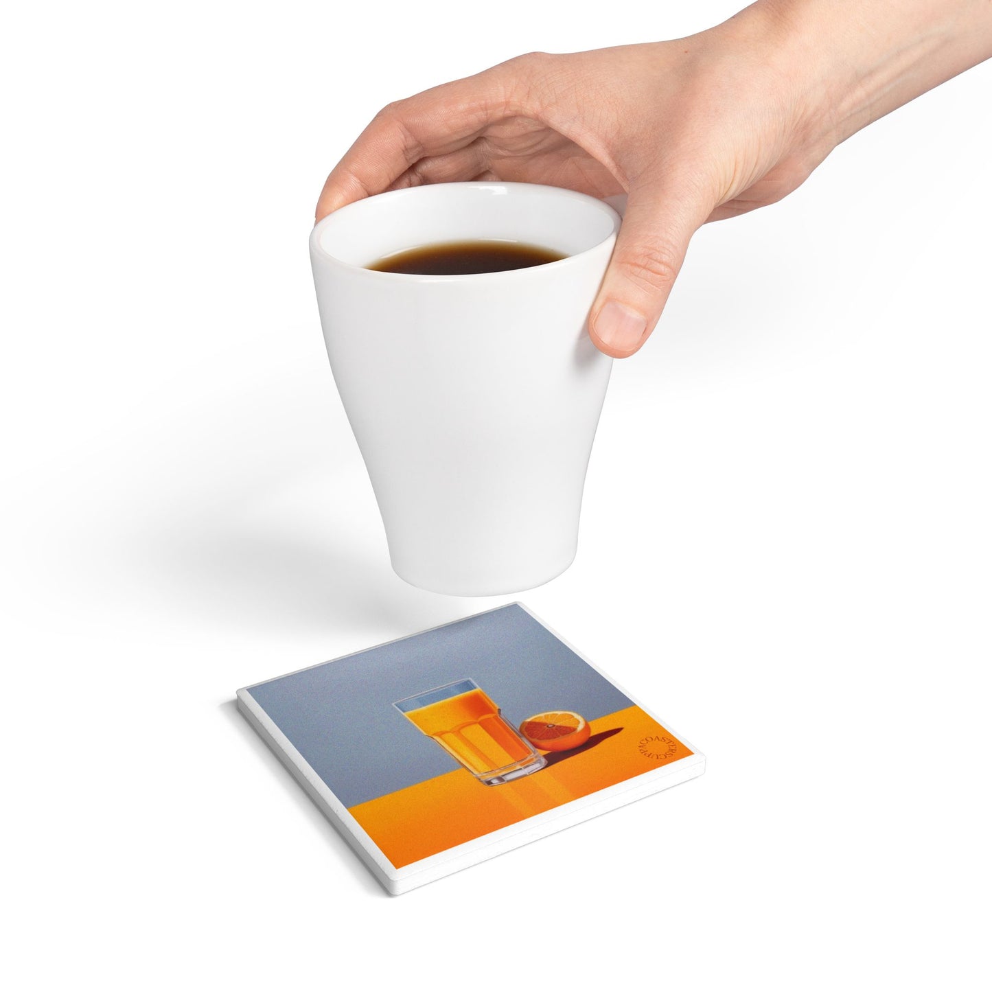🍊 “Morning Squeeze” Ceramic Coaster – Fresh Starts, Bold Colour