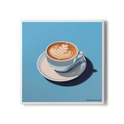 Flat White Focus Ceramic Coaster – Sip in Style ☕🔵