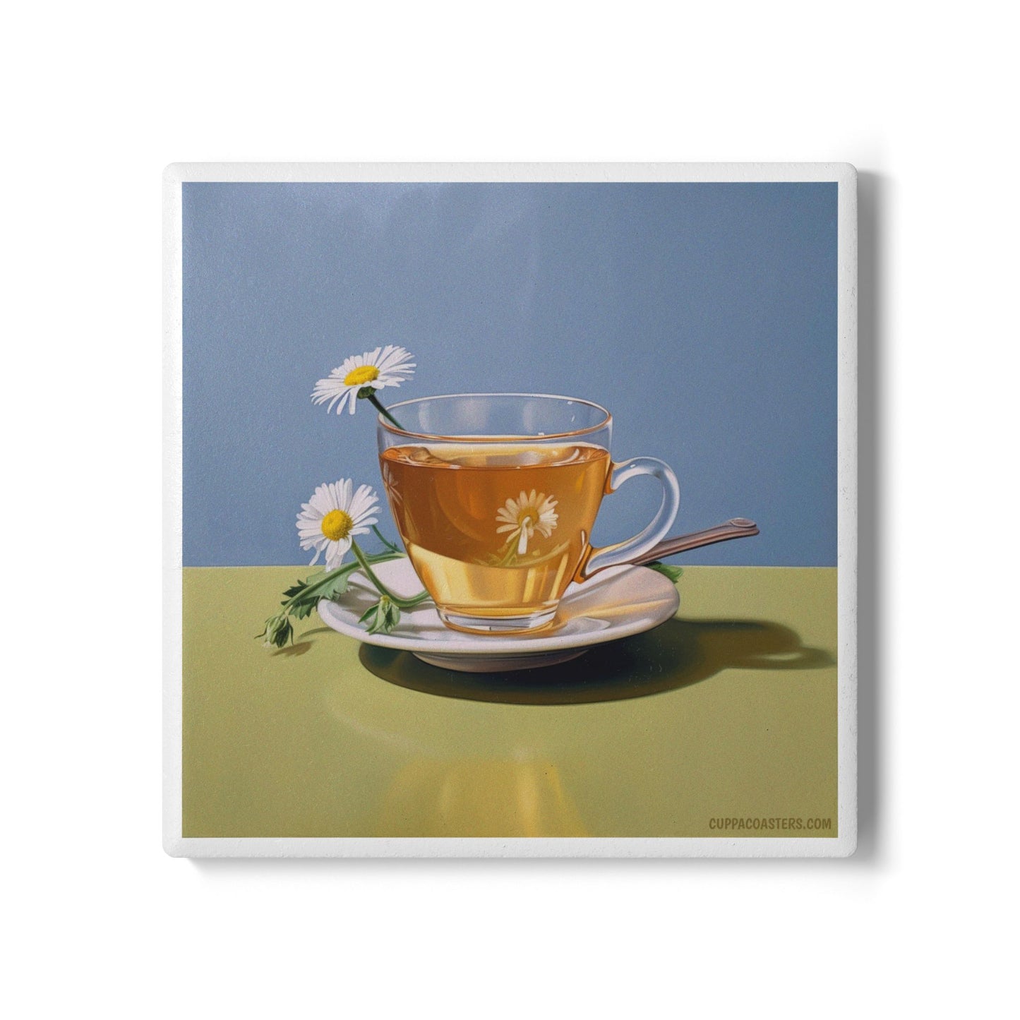 Chamomile Calm Ceramic Coaster – Tea & Tranquility Edition 🍵🌼