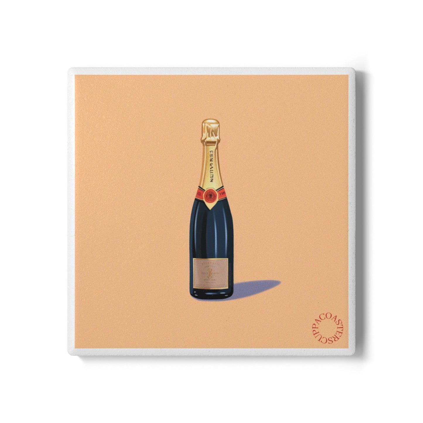 🍾 Pop the Bubbly Ceramic Coaster – Champagne Celebration Art
