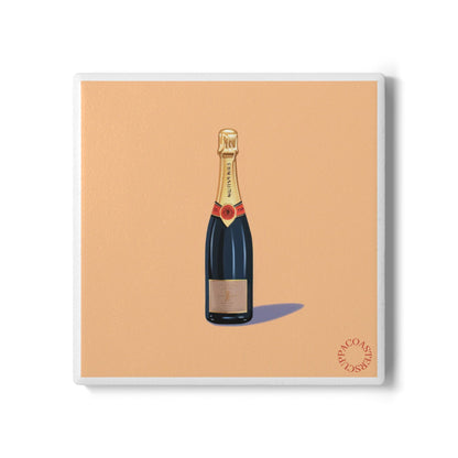 🍾 Pop the Bubbly Ceramic Coaster – Champagne Celebration Art