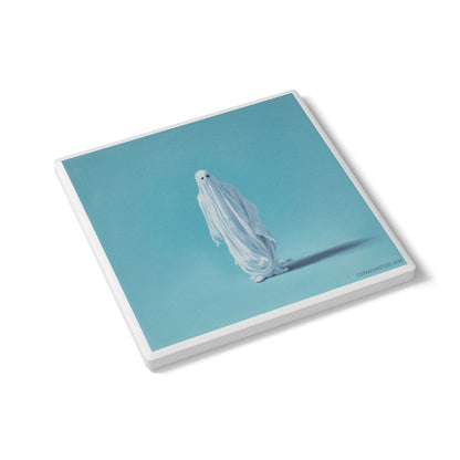 Ghosted Ceramic Coaster – Boo-tifully Chill 👻🔵