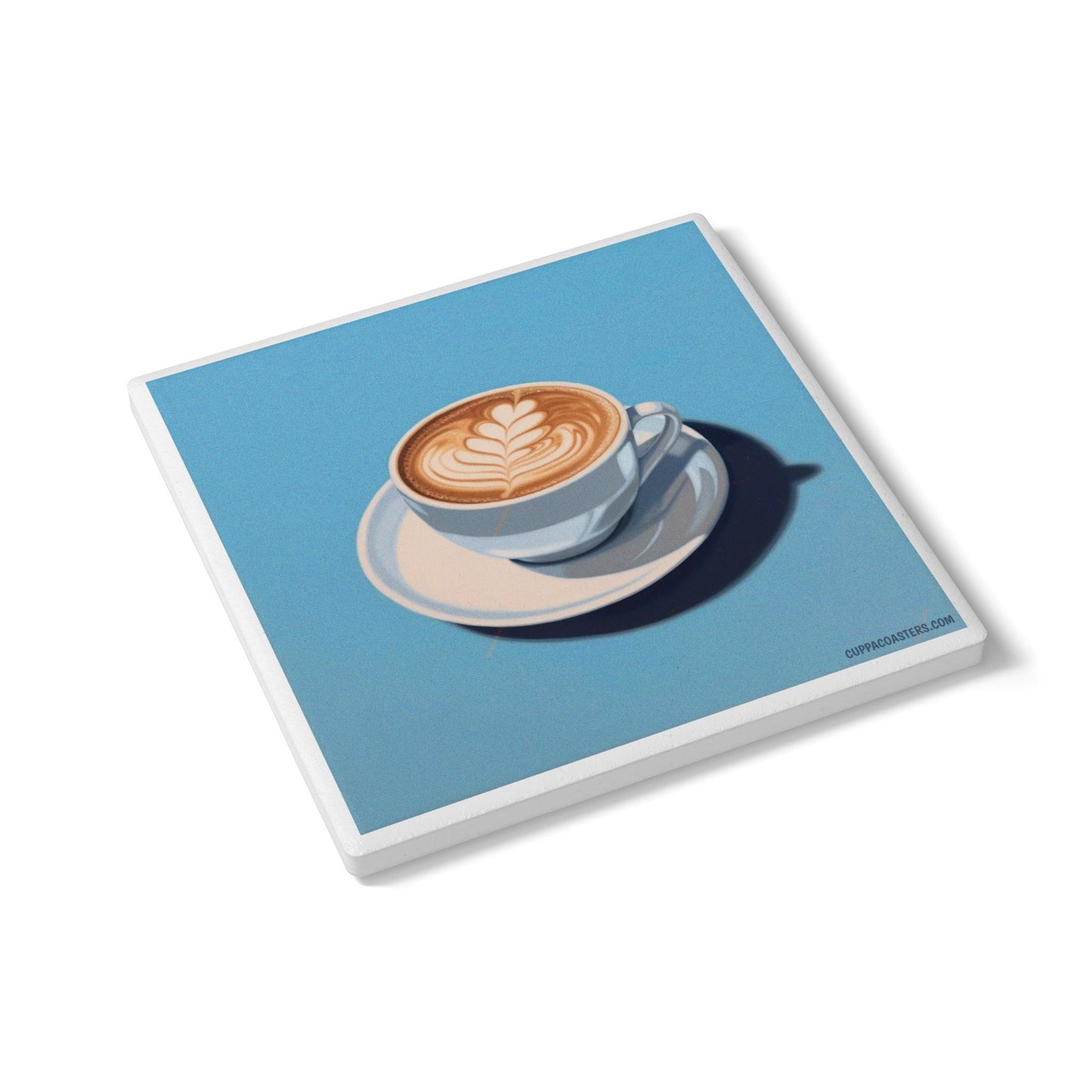 Flat White Focus Ceramic Coaster – Sip in Style ☕🔵