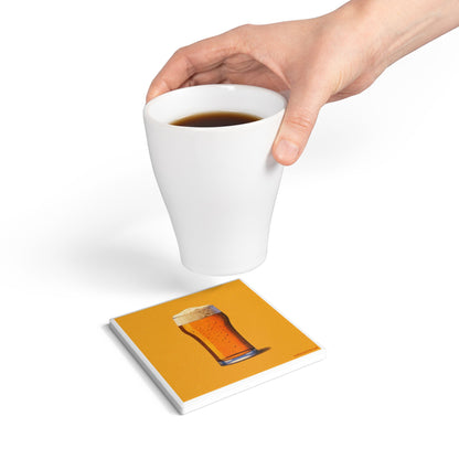 Cheers & Beers Ceramic Coaster – Golden Hour Edition 🍺☀️