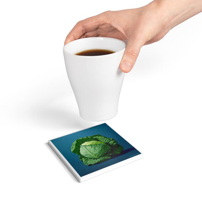 Cabbage Patch Chic Ceramic Coaster – Veggie Vogue in Full Bloom 🥬
