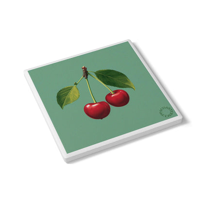 🍒 “Cherry Picked” Ceramic Coaster – Sweet Style, Minimalist Perfection