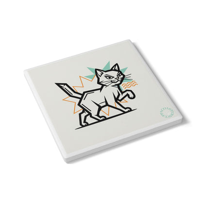 🐾 Attitude Cat Ceramic Coaster – Retro Graphic Feline Design