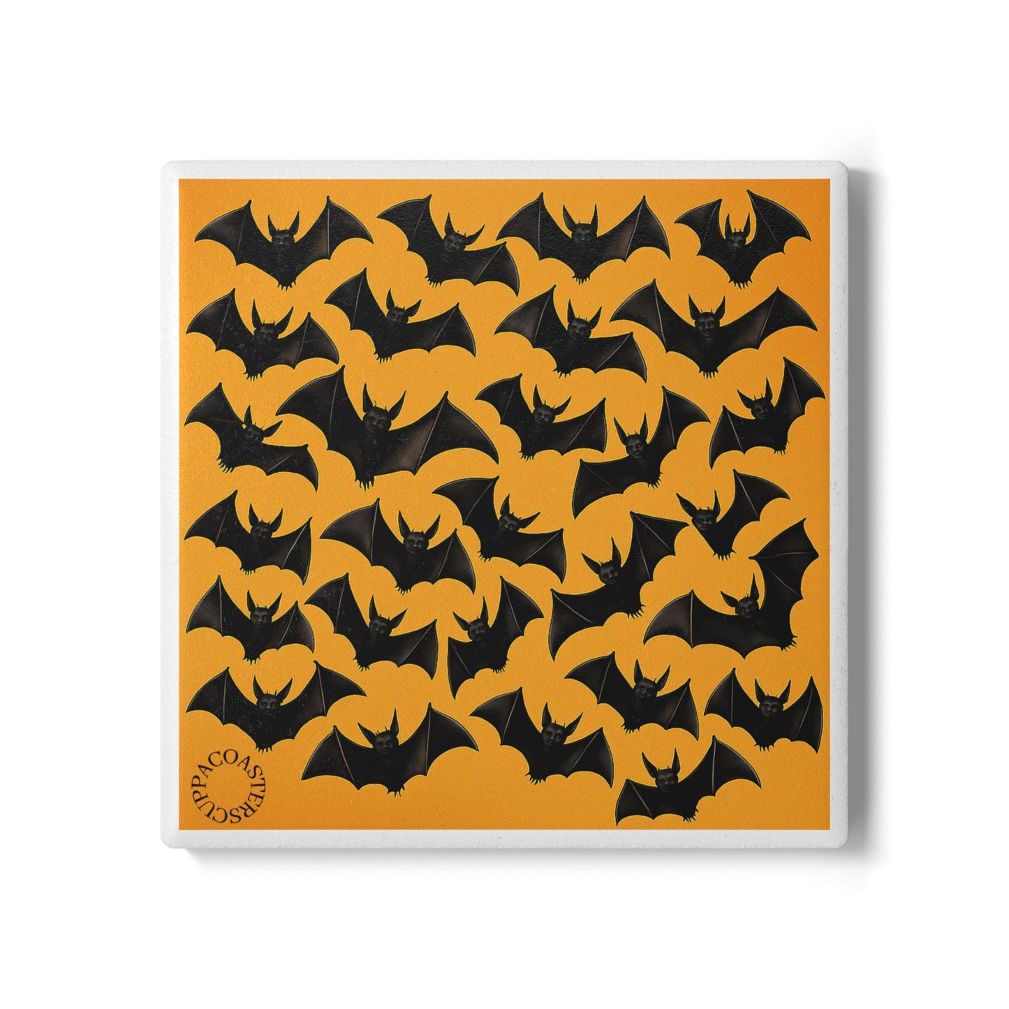 🦇 Night Flight – Bat Pattern Ceramic Coaster