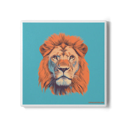 Lion Face Ceramic Coaster – Quiet Majesty Edition 🦁💙