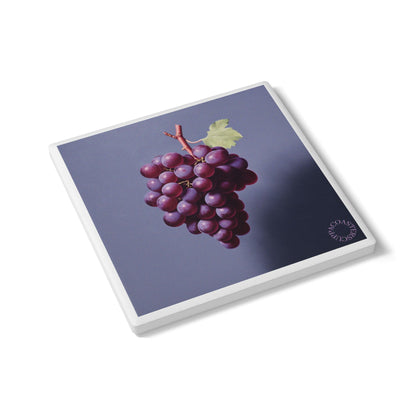 🍇 “Grape Harmony” Ceramic Coaster – Vineyard Charm Meets Modern Design