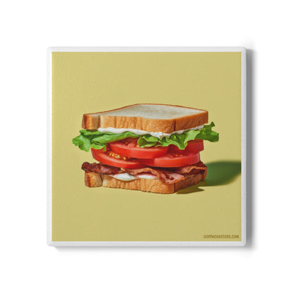 BLT Sandwich Ceramic Coaster – Bite Me Edition 🥓🍅💛