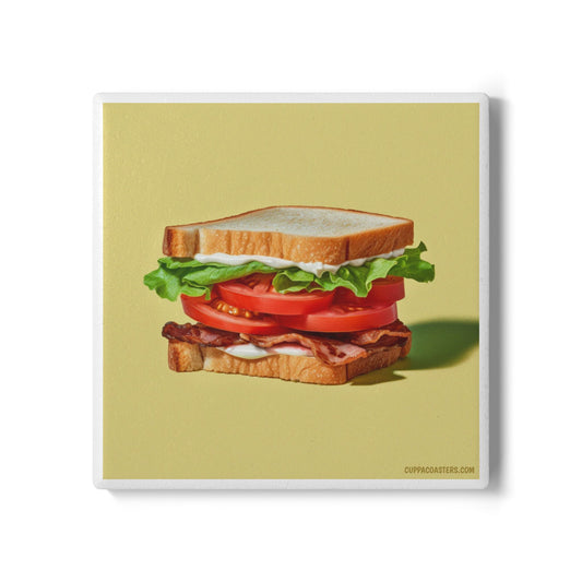 BLT Sandwich Ceramic Coaster – Bite Me Edition 🥓🍅💛