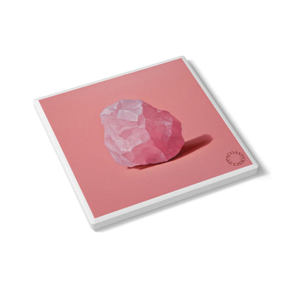💎 Rose Quartz Ceramic Coaster