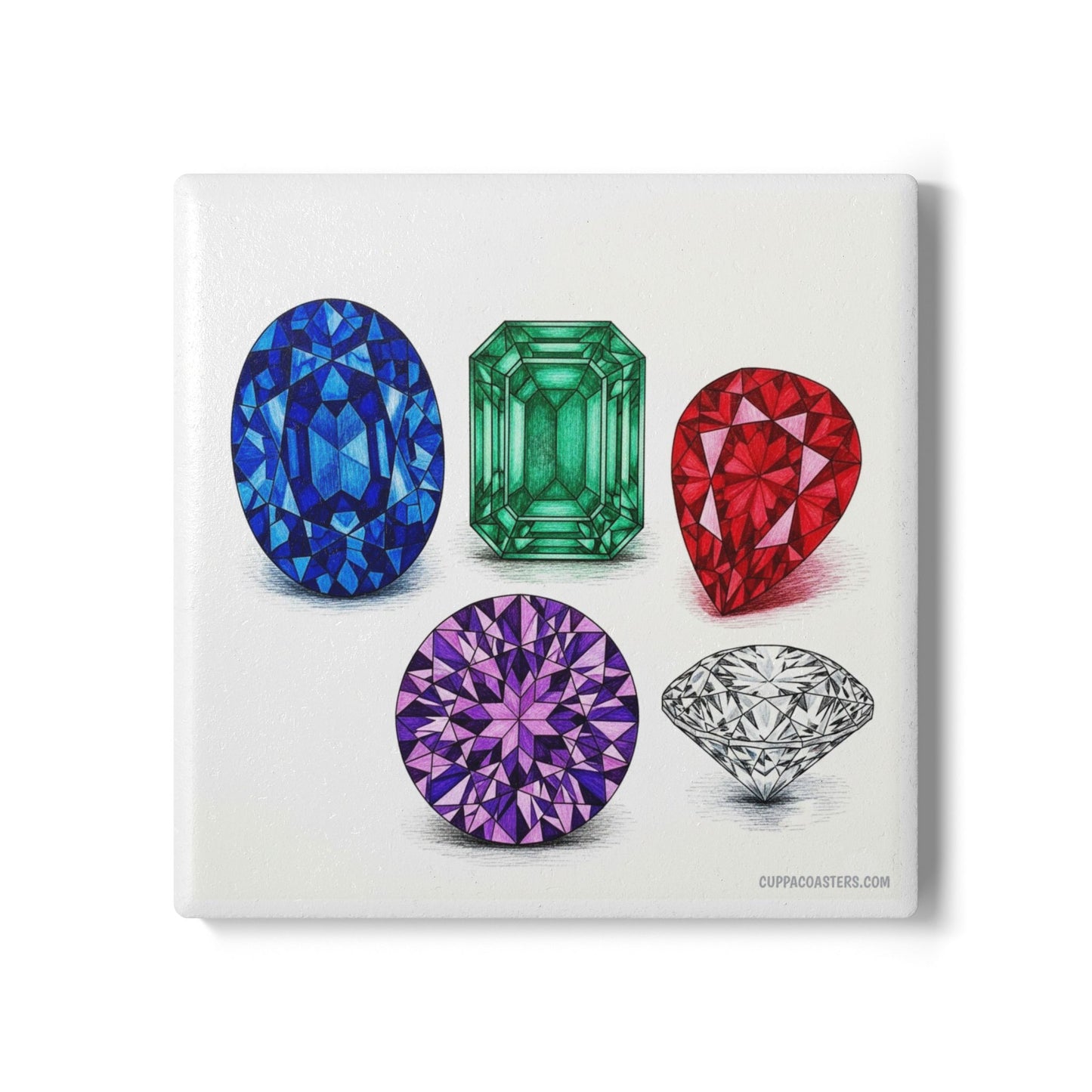 Gemstone Cluster Ceramic Coaster – Luxe & Clarity Edition 💎🧘
