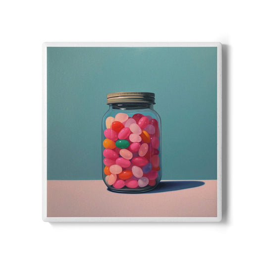 Jelly Bean Jar Ceramic Drinks Coaster – Sweet Style for Your Sip Station 🍬