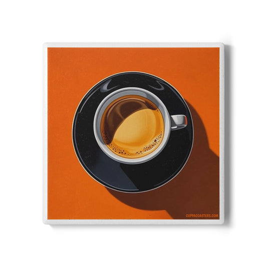 ‘Espresso Yourself’ Ceramic Drinks Coaster – Bold Coffee Art with Cork Backing