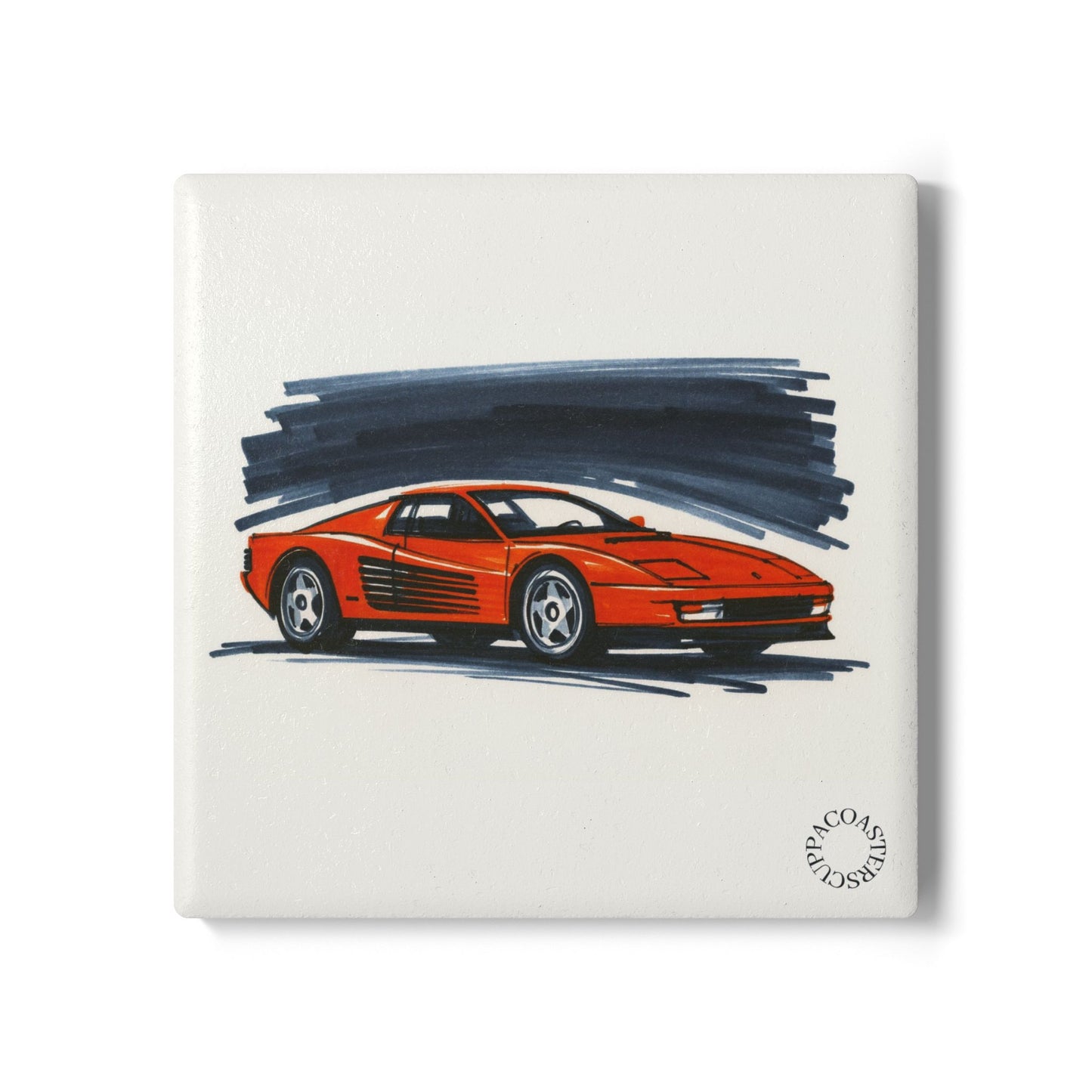 Italian Red Supercar Ceramic Coaster – Iconic 80s Speed & Style 🚗🔥