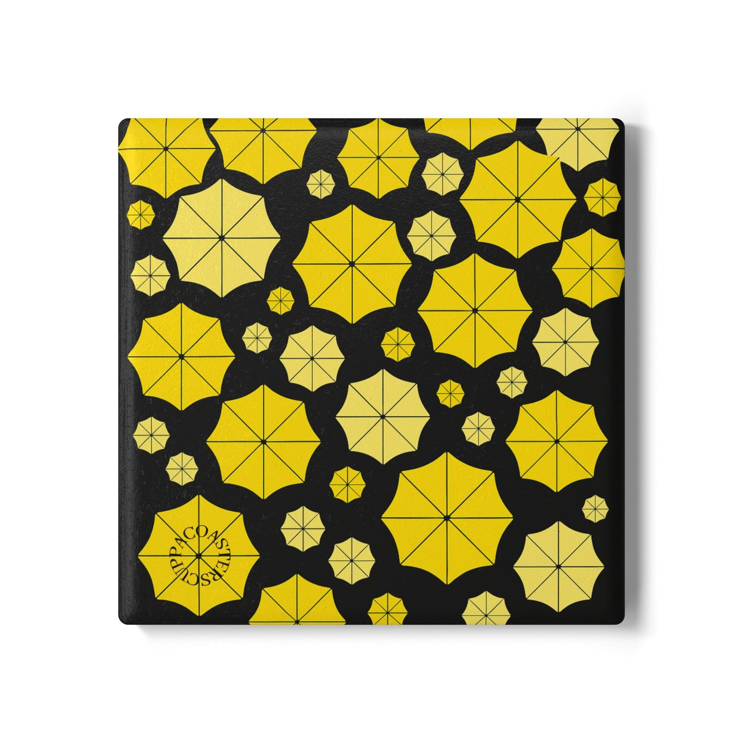 Yellow Umbrella Pattern Ceramic Coaster Set