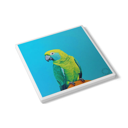 🦜 The Tropical Parrot Ceramic Coaster – Bright & Exotic