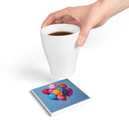 Balloon Bliss Ceramic Coaster – Celebration Edition 🎉☁️